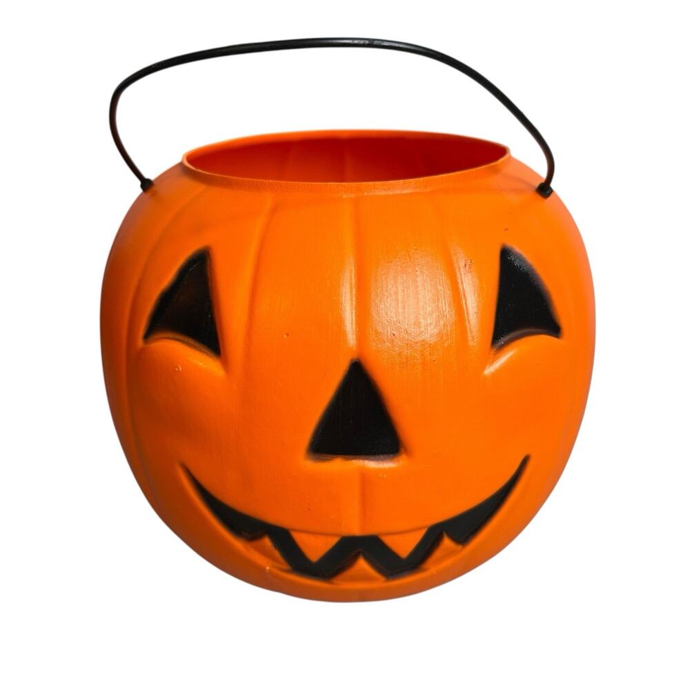 Vintage General Foam Plastics Halloween Pumpkin Bucket Pail Jack O Lantern USA